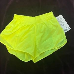 NWT Lululemon HottyHot Shorts. Reg, Size 6, 4 inch inseam. yellow